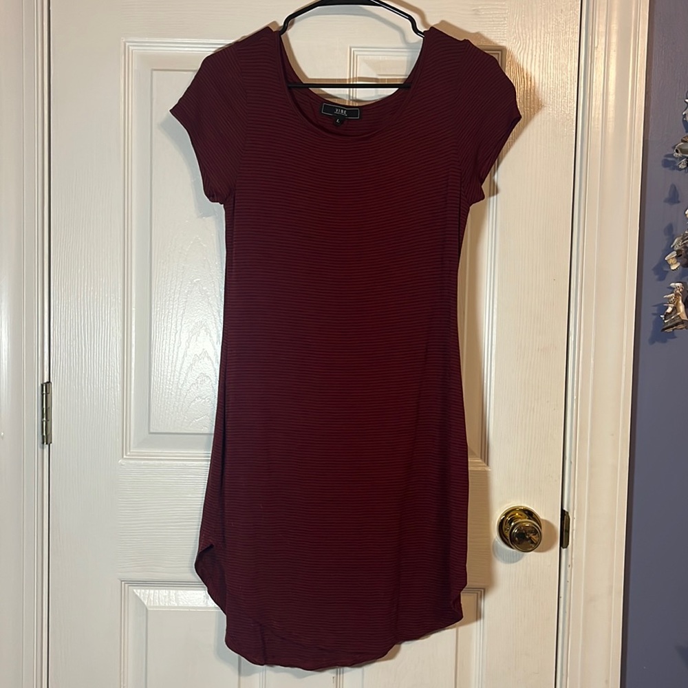 Striped Maroon Stretchy Dress